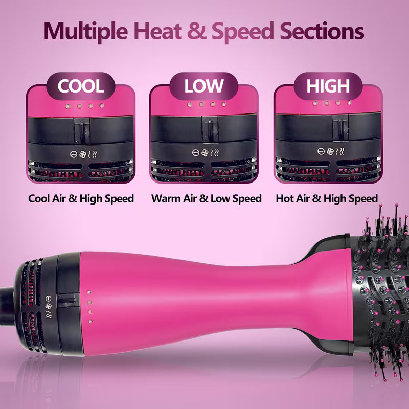 One-Step 3-in-1 Hot Air Brush – Hair Dryer, Straightener & Curler for Women