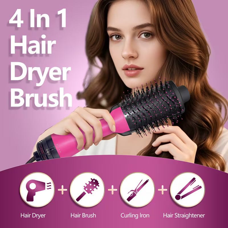 One-Step 3-in-1 Hot Air Brush – Hair Dryer, Straightener & Curler for Women